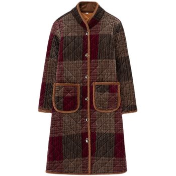 Middle-aged and elderly women's mother's fleece knee-length warm cotton jacket