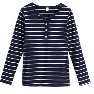 Pure cotton long-sleeved T-shirt women's v-neck top middle-aged and elderly women's mother's spring 2026 new striped inner bottoming shirt