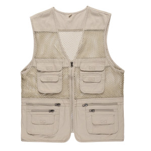 Middle -aged and elderly men in summer thin nets, daddy, vest leisure multi -pocket photography fishing vest, shoulders