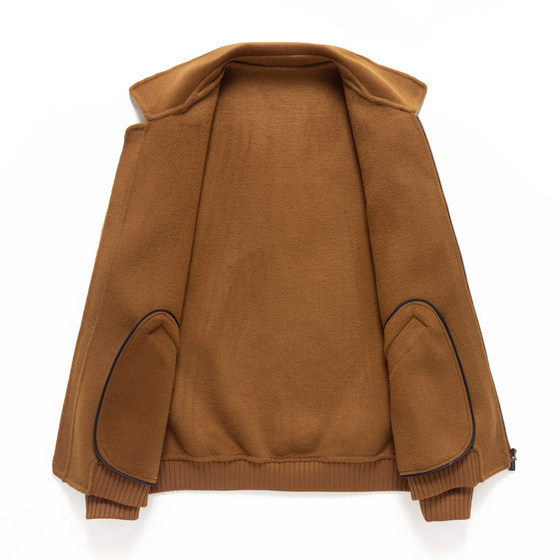 
Dad's clothing 100% pure sheep wool high count men's woolen jacket short autumn and winter zipper double-sided woolen jacket