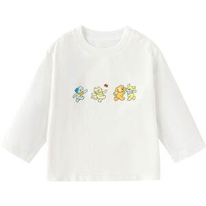 
Balabala baby long-sleeved T-shirt baby pure cotton white top spring and autumn children's clothing children's clothes boys and girls