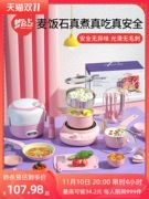 Nhà bếp mini dành cho trẻ em thực sự nấu ăn một bộ đầy đủ các dụng cụ nấu ăn phiên bản thực net người nổi tiếng nấu ăn bộ đồ chơi cô gái