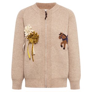 
ChicChick fashionable chick exquisite wool biscuit color pony embroidery retro New Year Christmas sweater jacket