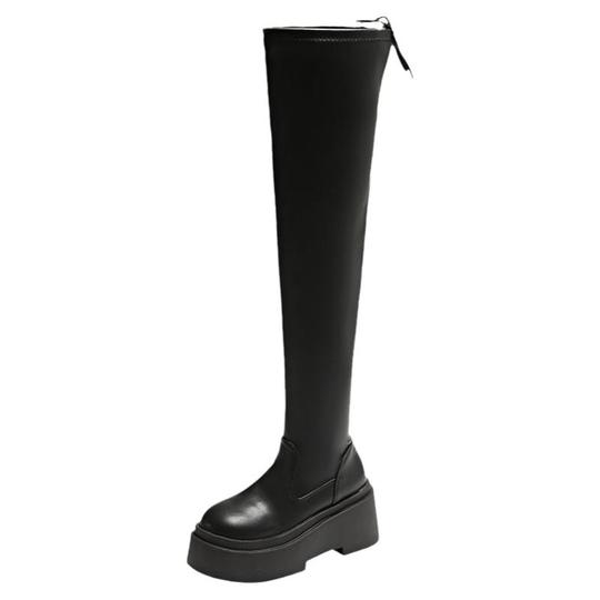 Botas De Tacón Alto Fino Sobre La Rodilla Para Mujer Talla 41 - Color Negro, Caña Larga De 51 Cm, Invierno