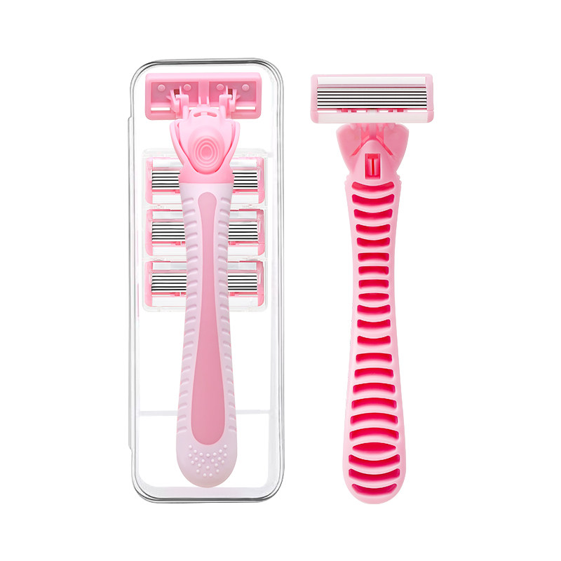 Épilateur Manuel à Disques (sans Piles) - Kit Avec Recharges, Couleur Rose, Pour Jambes