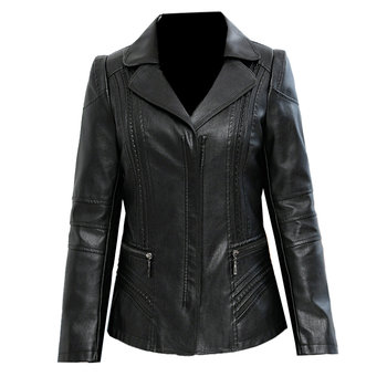 Middle-aged women's fashionable mother's leather jacket