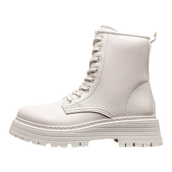 
Pull-back Martin boots for women, versatile white short boots, 2025 winter new women's shoes, British style thick-soled motorcycle boots for women