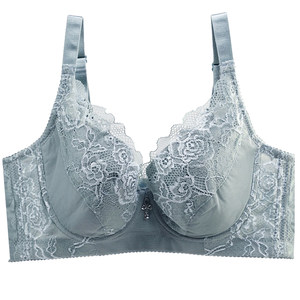 Ultra -thin sponge -free full cup of women's underwear adjusts sexy lace with soft steel rim bra and small comfort BC