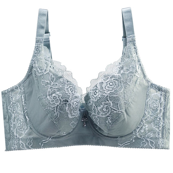 Ultra -thin sponge -free full cup of women's underwear adjusts sexy lace with soft steel rim bra and small comfort BC