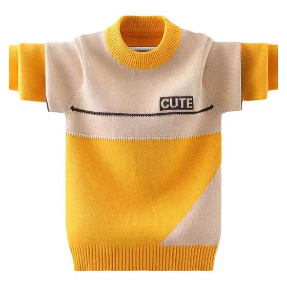 
Boys sweater 2025 autumn and winter new children's sweater knitted sweater medium-sized children's fashionable Korean version round neck plus fluff sweater
