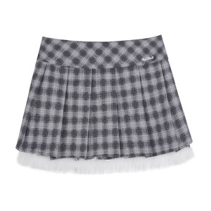 SagiDolls girl fighting spirit #First snow promise#Pure lustful romantic black and white plaid plush plaid skirt sweet
