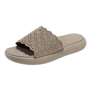 
Skechers rhinestone slippers new summer women's shoes open-toe slippers beach vacation soft-soled casual shoes