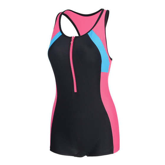 The fabric is good, the connecting flat corner swimsuit with the chest pads, conservative and thin, the new large size zipper is easy to wear and take off
