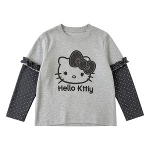 
Girls long-sleeved T-shirt Spring and Autumn 2026 new Korean style stitching cartoon fake two-piece girls bottoming shirt children's top
