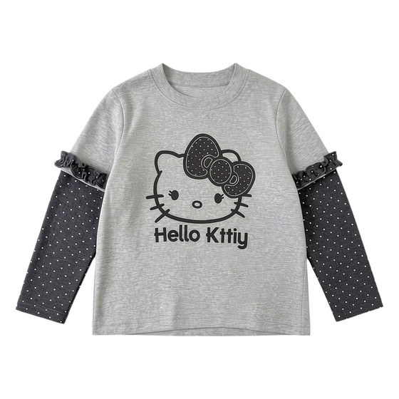 
Girls long-sleeved T-shirt Spring and Autumn 2026 new Korean style stitching cartoon fake two-piece girls bottoming shirt children's top