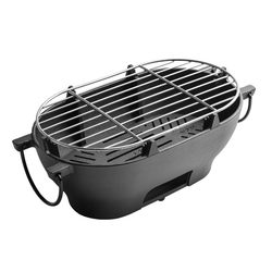 Small happy cast iron barbecue grill oval charcoal household outdoor portable multi-function oven durable