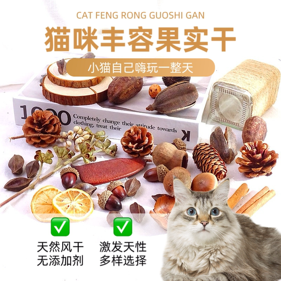 猫咪丰容果实干玩具棉花橡果松果树枝树叶莲蓬宠物猫咪用品自嗨