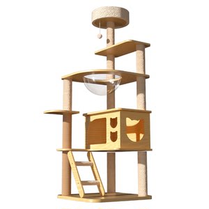 Cat climbing rack cat nest cat tree integrated solid wood capsule household small apartment without floor space shelf cat toy supplies