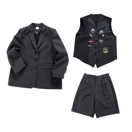 
Jinggu White Label DADATATA [Westminton Avenue] Minimalist Style Wool Suit Trousers Vest Three-piece Set