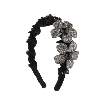 
Korean high-end light luxury rhinestone flower headband for women 2025 new high skull headband velvet pressed hairpin hair bundle