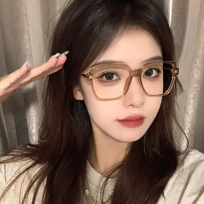 taobao agent Cold tea color glasses shelf women's big face is thin and anti -blue light anti -radiation large frame, large face -to -vision glasses ultra -light mirror frame