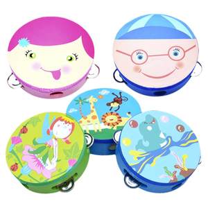 
Tambourine children's hand-pitched drums and rattles elementary school students' musical instruments kindergarten teacher uses performance Orff wooden strikes