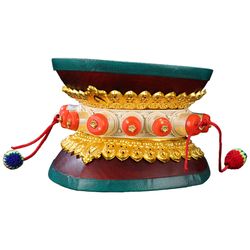 Blood Sandalwood Tambourine, Natural Wood, Tibetan Tantric Ethnic Supplies, Diamond-shaped Eight Auspicious Drum Flags, Tibetan Drums And Dharma Drums