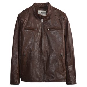 
MCS men's clothing originated from Marlboro autumn style simple and versatile slim fit version stand collar four-bag sheep leather jacket