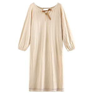 
Women's nightgown spring, autumn, autumn and winter pure cotton long-sleeved high-end long home clothes sweet princess style loose pajamas