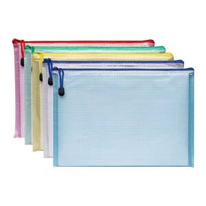 a4 Zipper bag File bag Zipper type transparent waterproof information bag Folder a3 Stationery bag Test paper storage bag Office supplies Stationery grid exam special large capacity portable classification school
