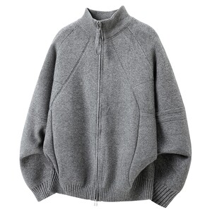 
Men's Gray American Sweater Men's Double Zipper Winter Thickened Warm Knitted Sweater Cardigan Jacket 2026 New Style