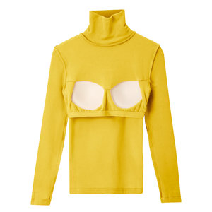 
Women's winter long-sleeved T-shirt with padded high collar, slim fit and stylish outer wear, double-sided German velvet plus velvet warm base layer top