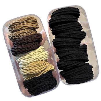 A girl with a ponytail and a hair rope