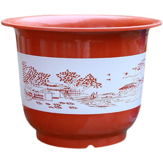 Flower pot plastic round thick imitation ceramic large pot balcony green plant flower bonsai boxes free shipping tray
