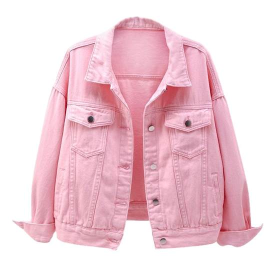 2025 spring new color denim jacket for women short Korean loose bf long-sleeved jacket for students versatile top