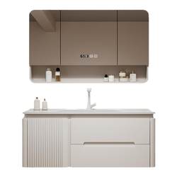 Cream style oak lacquered smart bathroom
