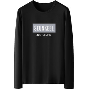 Modal long -sleeved T -shirt male trendy printing flower spring and autumn drawing bottom shirt round neck autumn white shirt autumn clothes