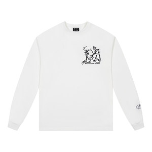 
MEDM large M butterfly vine embroidered long-sleeved T-shirt men's spring and autumn American retro round neck loose casual T-shirt trendy