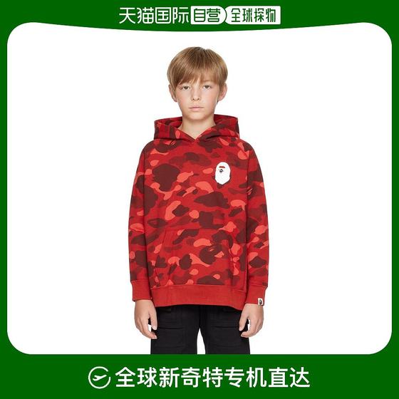 BAPE|儿童红色迷彩猿人头连帽衫