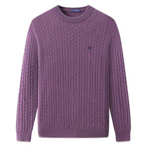 
[Wool Cashmere] Montagut Men's Cashmere Sweater Round Neck Full Cable Sweater Warm Knitted Wool Sweater Thick J