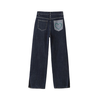 women's love straight wide leg jeans