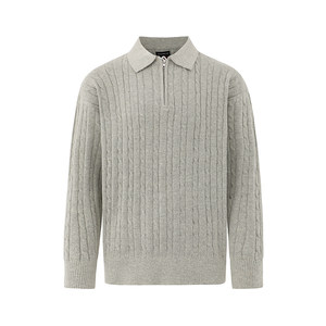 
MRCYC semi-zipper lapel sweater men's winter loose warm top Korean trendy twist pullover sweater