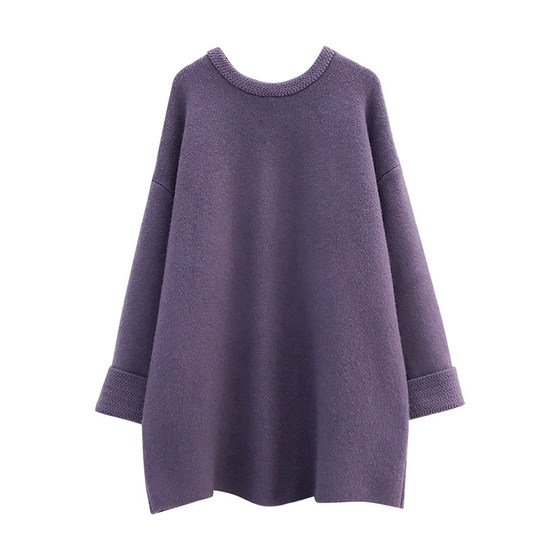 
Fashionable red maternity sweater, autumn and winter top, fashionable round neck hot mom thickened loose large size knitted skirt for women