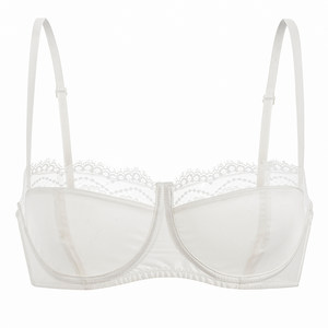 Forlé Girl Satin Lace French Bra Women's Thin Soft Wire Retro 1/2 Half Cup Small Breast Bra Set