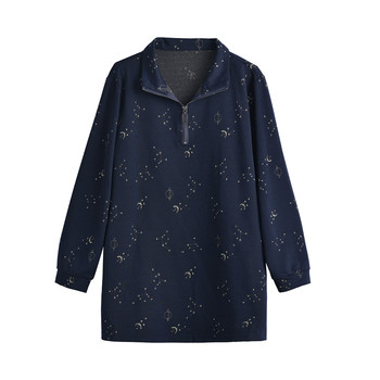 
Fat mother dressed in middle-aged and elderly women's T-shirt long-sleeved top