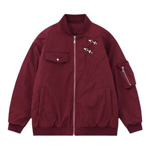 
NOONOZ red baseball uniform jacket men's American retro trendy couple autumn and winter new thickened jacket cotton jacket