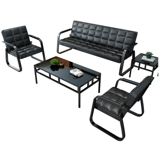 Office Susima Simple and Modern Business Reception Three Sofa Small Unit Sofa Coffee Table Set Set