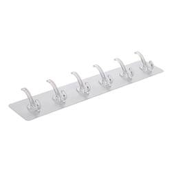 Transparent row hook six-link powerful adhesive does not fall storage wall hanging without markings without hole punching door sticking hook