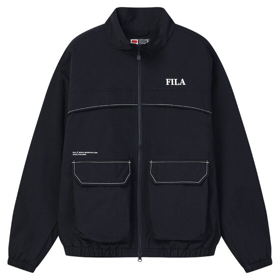 
FILA official men's woven jacket 2026 spring new casual loose versatile stand-collar work jacket