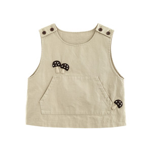 
Yantai Jiasen children's clothing pure cotton embroidered vest spring and autumn clothes sleeveless tops boys beige vest waistcoat trendy